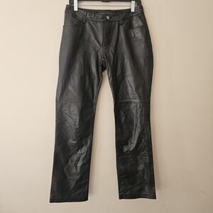 Vintage Y2K Gap Leather Pants Womens 6 Black Boot Cut Moto Biker